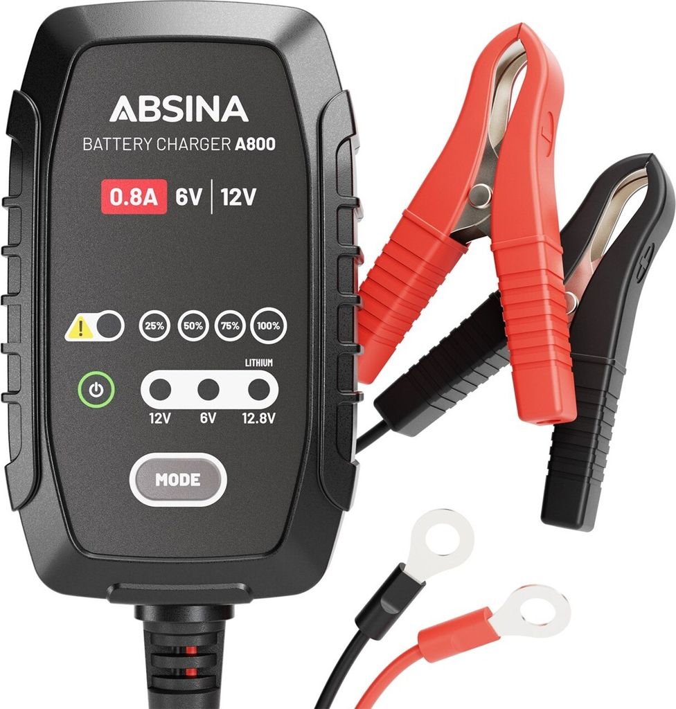 Absina Blei-/Gel AGM / Lithium-Ladegerät A800 7-Stufen Ladegerät 6V & 12V Akkus