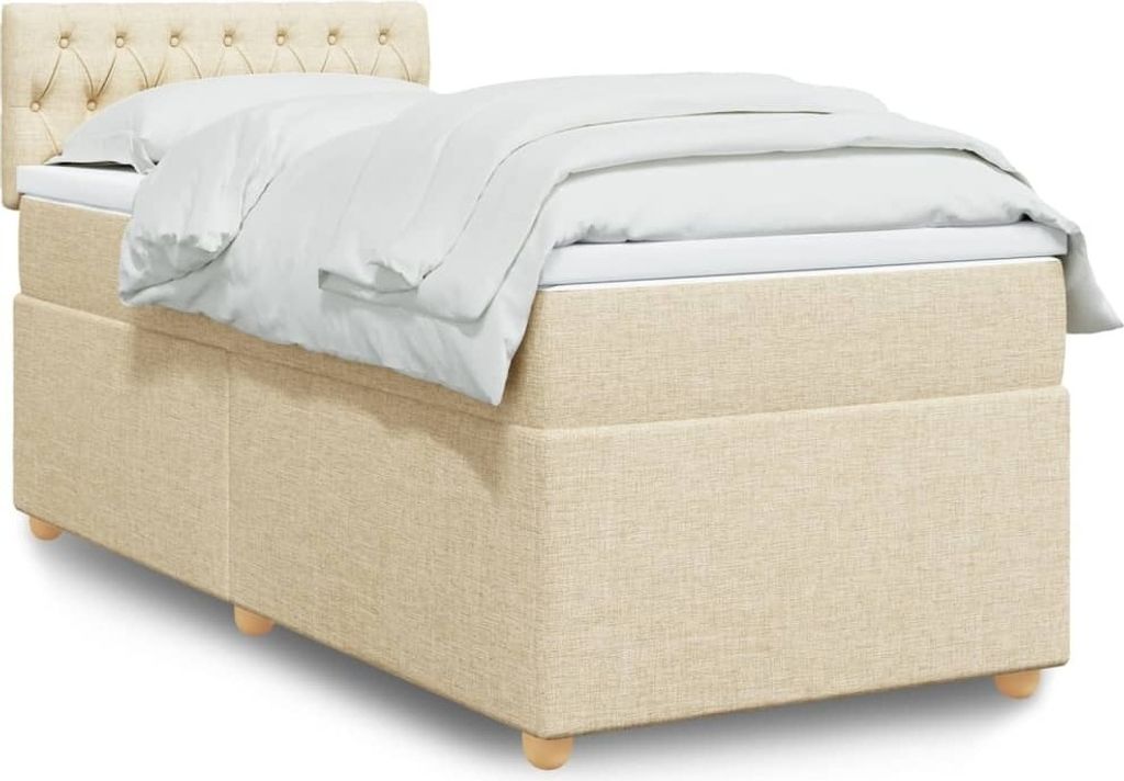 Maison Exclusive - Boxspringbett mit Matratze Creme 100x200 cm Stoff