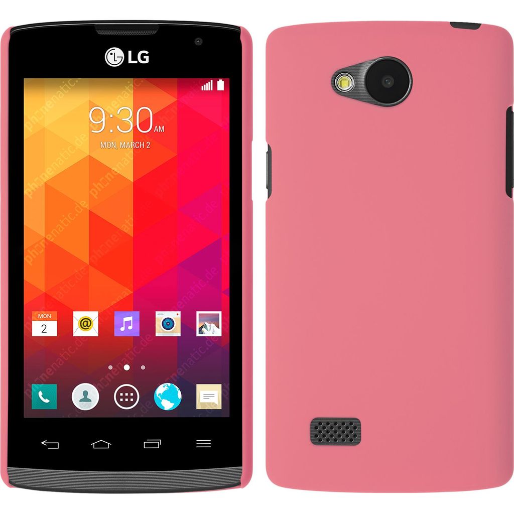 PhoneNatic Case kompatibel mit LG Joy - Hülle rosa gummiert Hard-case + 2 Schutzfolien