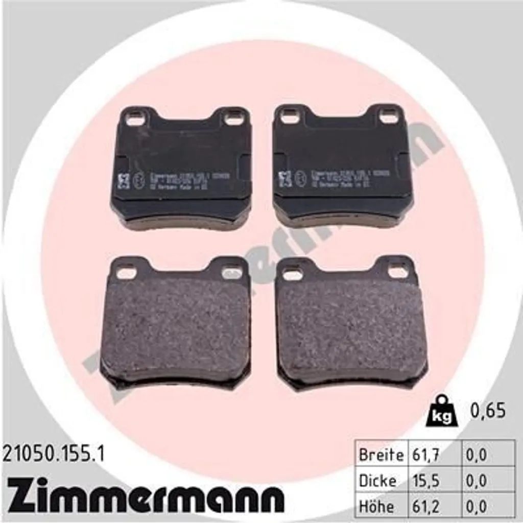 Jeu de plaquettes de frein à disque Zimmermann 21050.155.1 Vectra B