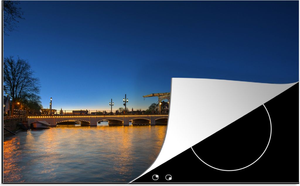 KitchenYeah Herdabdeckplatte Amsterdam - Brücke - Wasser , 78x52cm, Küche Deko, Glaskeramikfeld Herdabdeckung, Abdeckplatte fùr Kochfeld