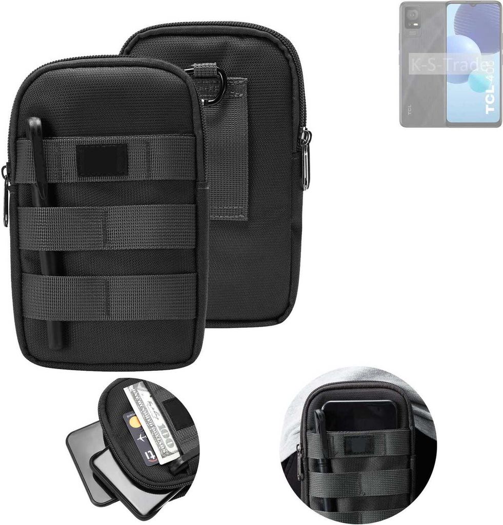 K-S-Trade Holster Gürtel Tasche kompatibel mit TCL 406 Handy Tasche Schutz Hülle dunkel-grau viele Fächer, 1x