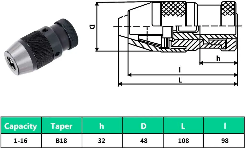 vidaXL Mandrin à serrage rapide MT2-B18 avec capacité de 1 à 16 mm - 9