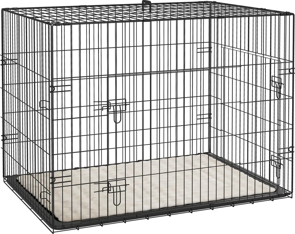 Cage d'intérieur pour chien pliable avec coussin doux et double porte