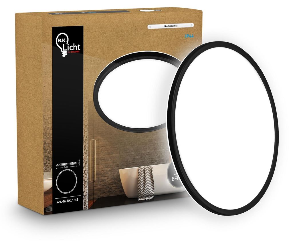 LED plafondlamp, LED paneelverlichting, plat, IP44, Productafbeelding 