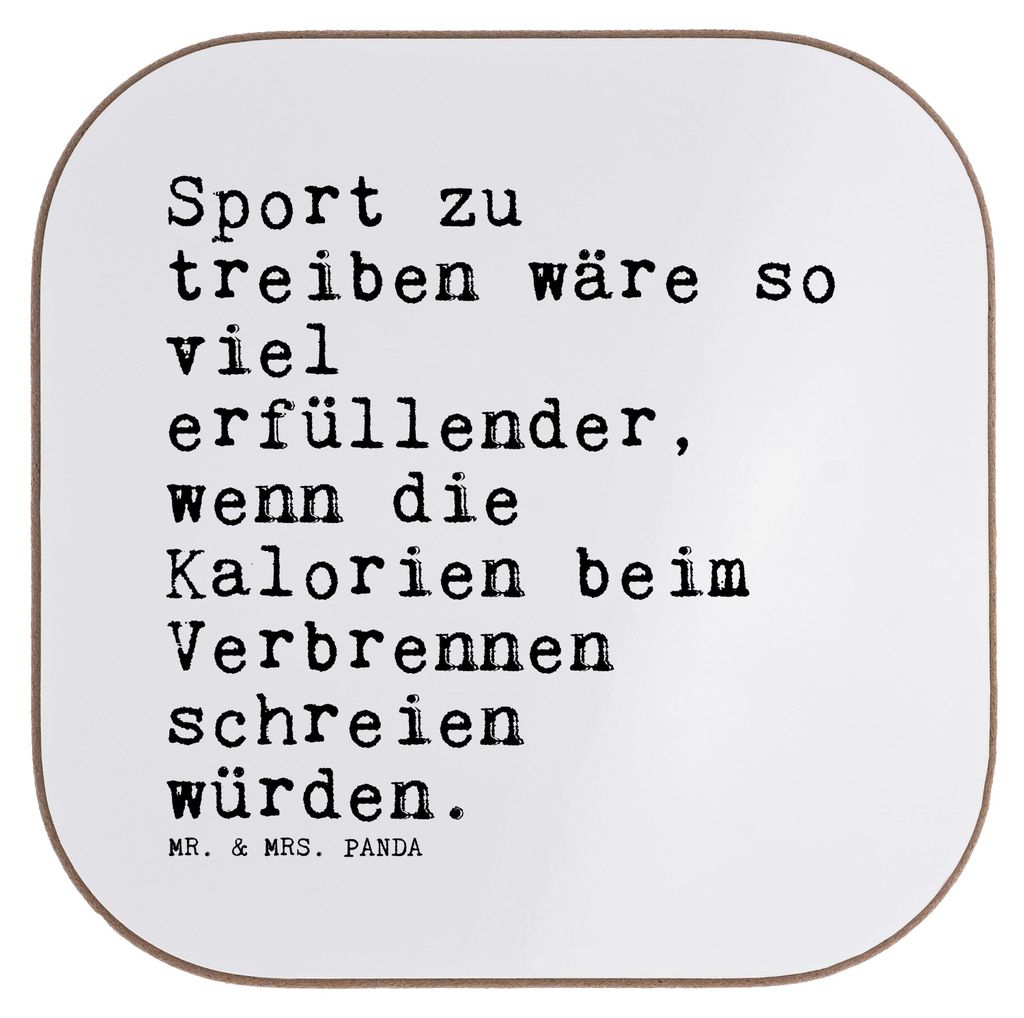 Mr. & Mrs. Panda Untersetzer für Gläser Sport zu treiben wäre... - Weiß - Geschenk, Sprüche, schlank werden, Freundin, Glas, gläseruntersetze...