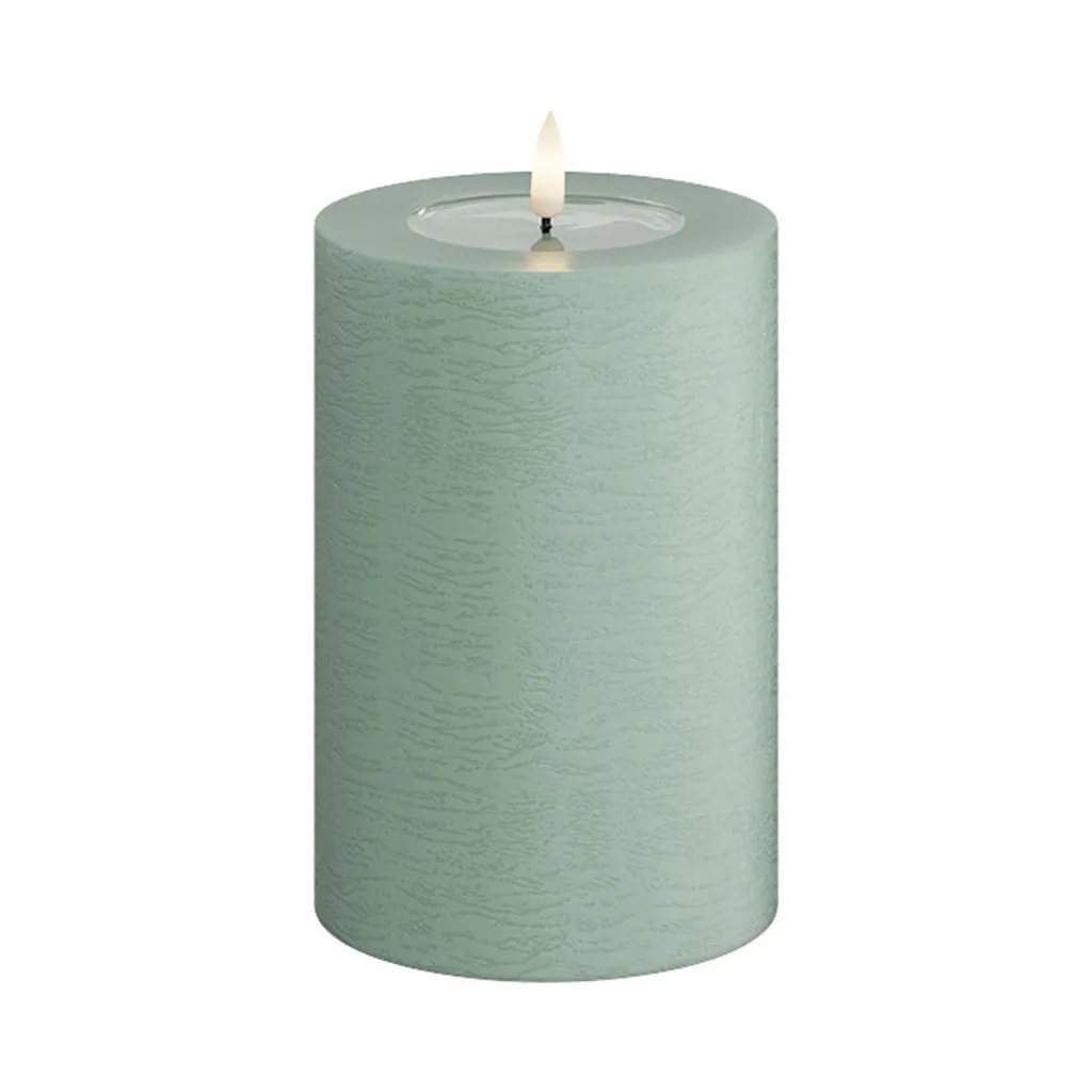 Deluxe Homeart Unique LED candela in vera cera verde salvia - 10 x 15 cm