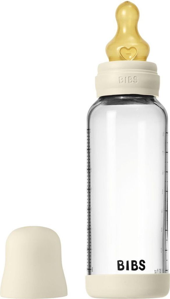 Bibs Glas-Flasche Baby Bottle Round 240 ml + Latex-Trinksauger
