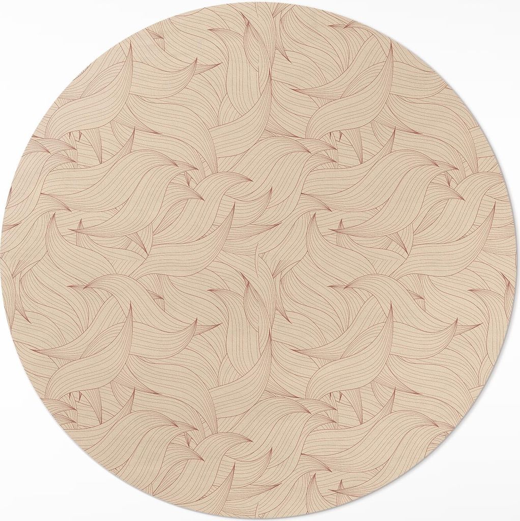 Lineare Herbstblätter im Boho-Stil– Vinylteppich – Indoor Teppich – Flur – Pflegeleicht – Runder Teppich – PVC Teppich – Outdoor Tep...