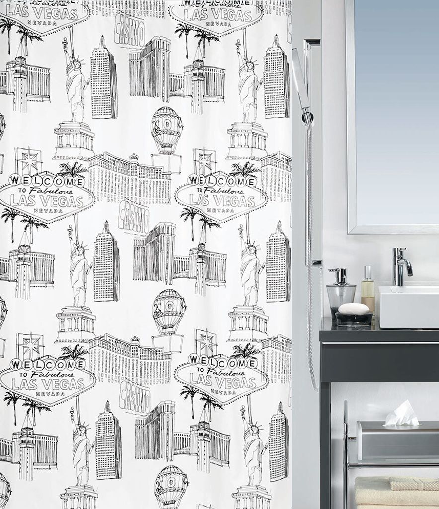 Spirella Duschvorhang Textil "Vegas black", vers. Größen Größe: 240 x 180 cm