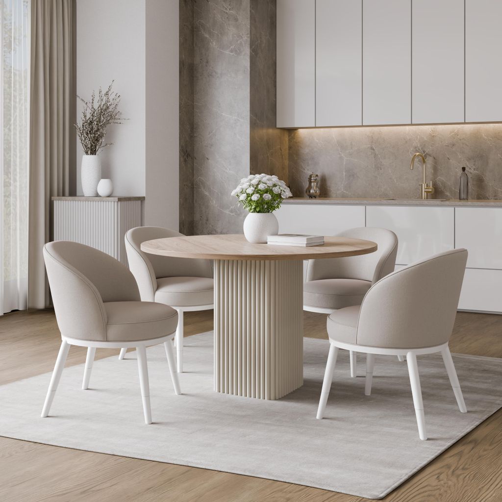 Beistelltisch CUBO Ø100 cm Metalltisch Wohnzimmertisch CASHMERE/HIKORA