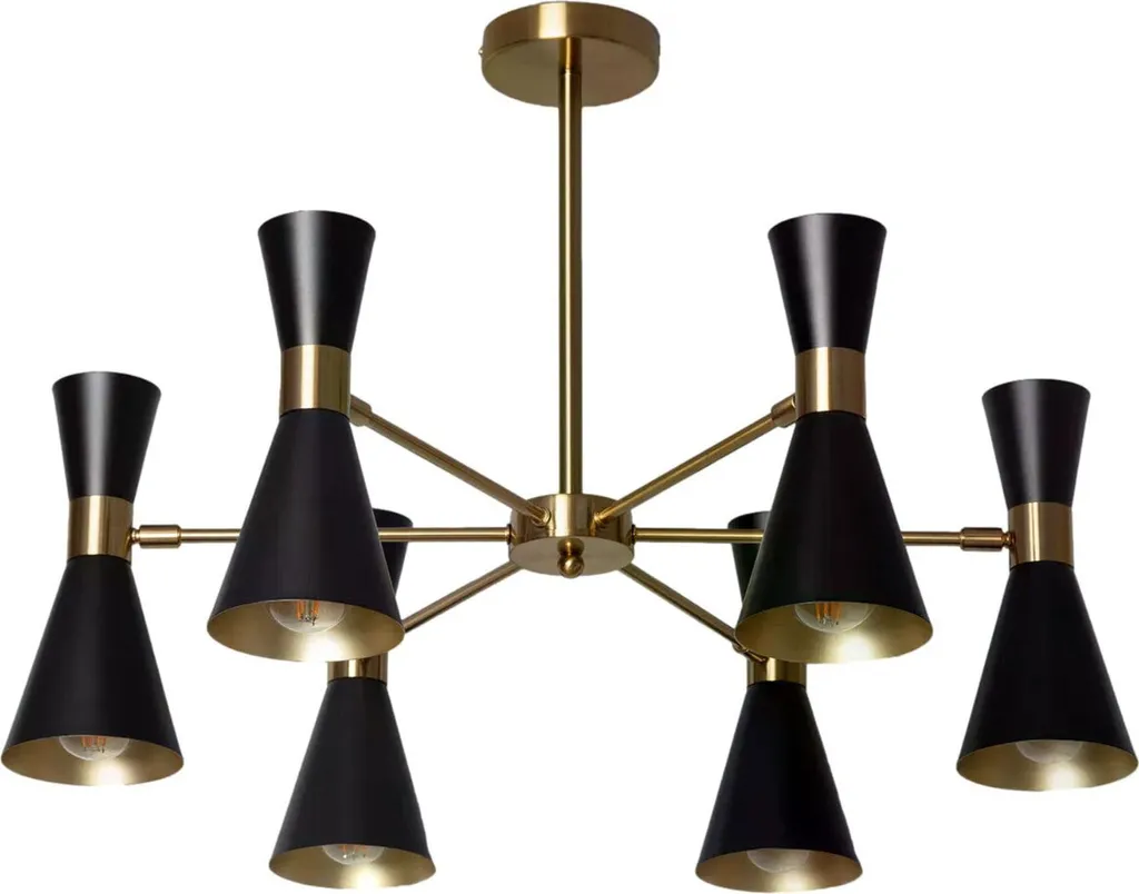 Grand plafonnier design noir et doré 6 lumières Abruzzo Salvatore
