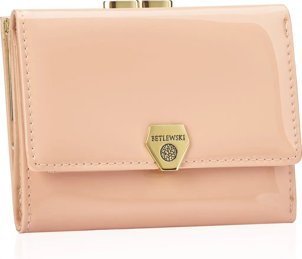 Portefeuille Betlewski BPDVS14PUDROWY77117 en Cuir Rose Poudré pour Femme