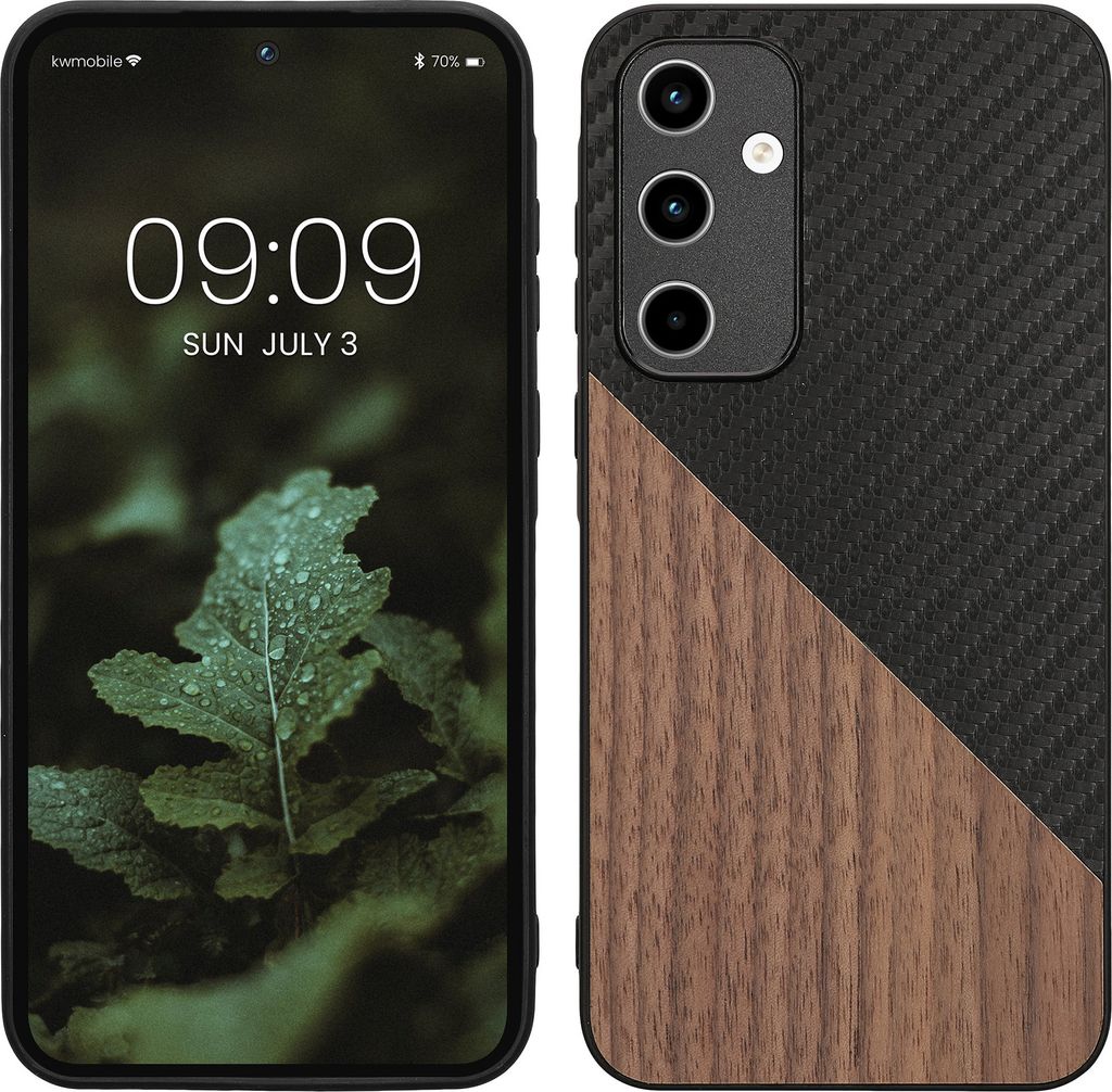 kwmobile Hülle kompatibel mit Samsung Galaxy A35 - Handyhülle - Handy Schutzhülle - Smartphone Cover - Dunkelbraun Schwarz