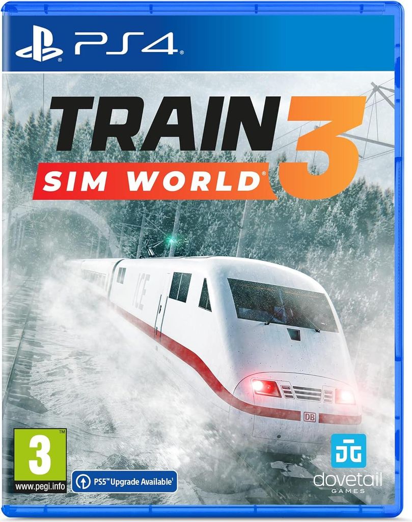 The image shows the cover art for the video game 'Train Sim World 3' for PlayStation 4.