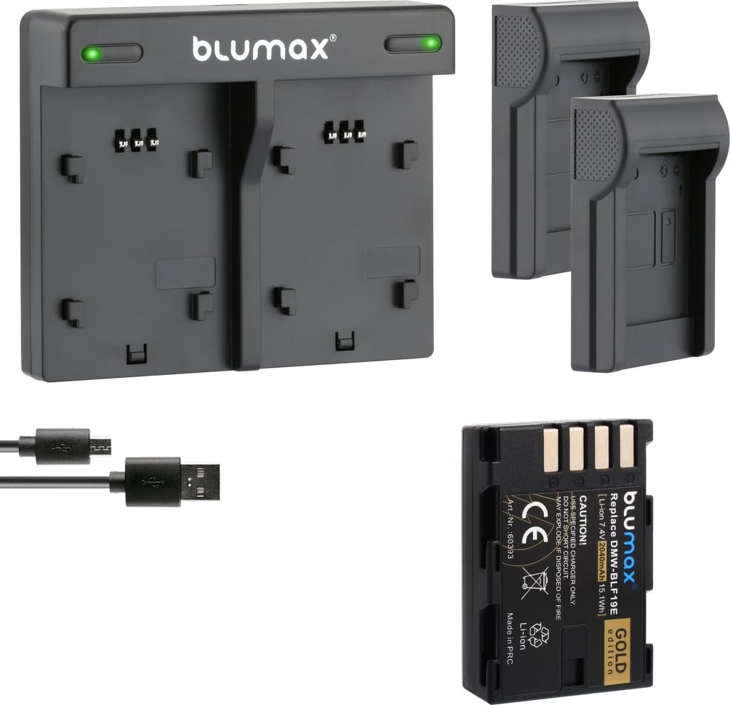 1x Akku + Lader für Panasonic BLF19E DMC-GH3 GH4 DC-GH5 G9 BLF19 2040 mAh