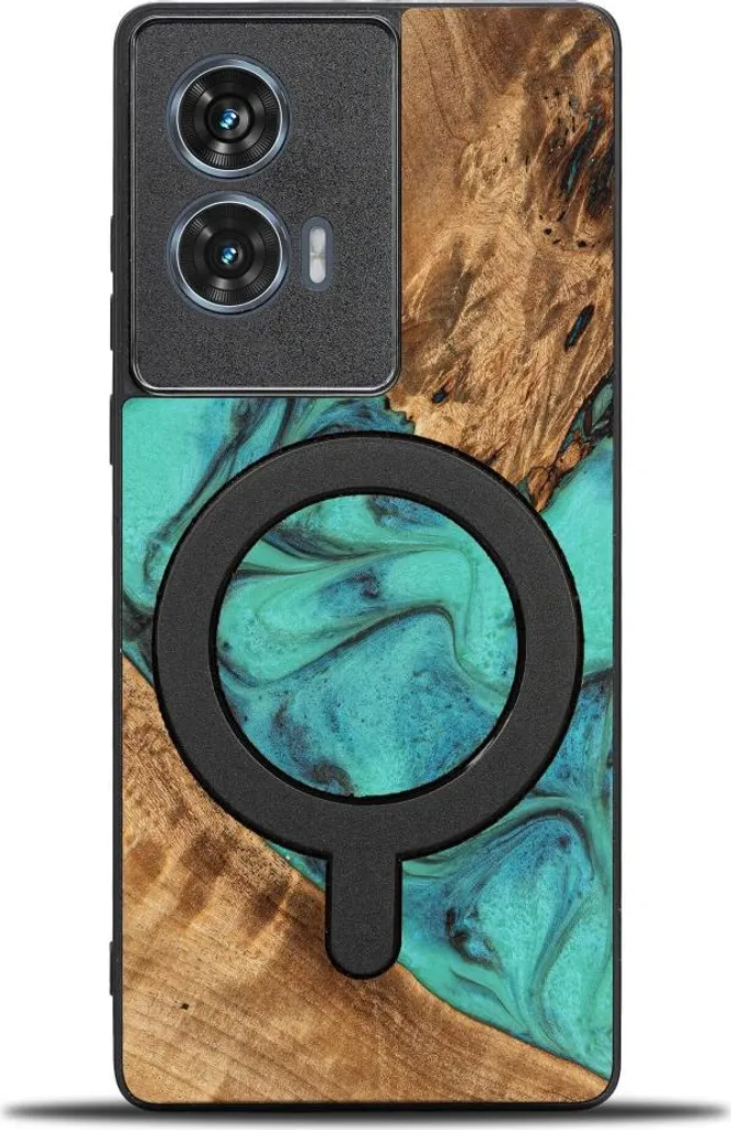 Cover Motorola Edge 50 Fusion Bewood Unique Legno Turchese