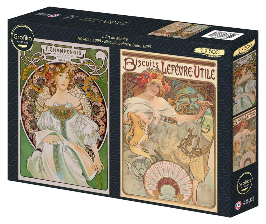 Ensemble 2 Puzzle 500 pièces Grafika L'Art de Mucha Rêverie Image du produit 
