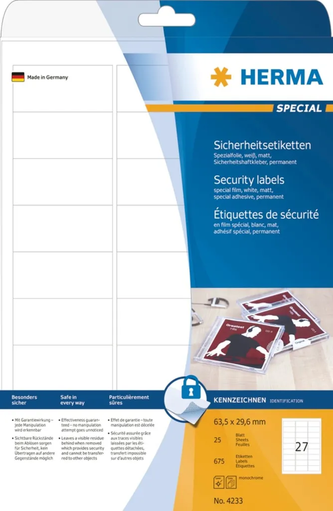 Offerta HERMA SPECIAL 63,5x29,6 mm - 540 Etichette Chiusura Bianco