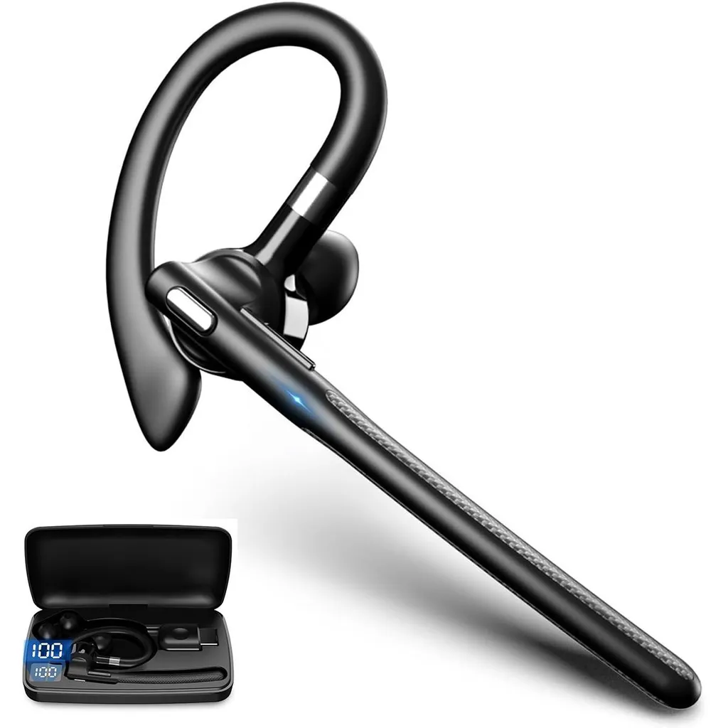 Bluetooth Headset mit Mikrofon – Kabellose Kopfhörer für unterwegs, 180 Std Standby, Schnellladung & LED Ladebox