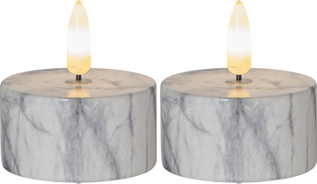 LED-Teelichte 'Flamme Marble', 2er Set,