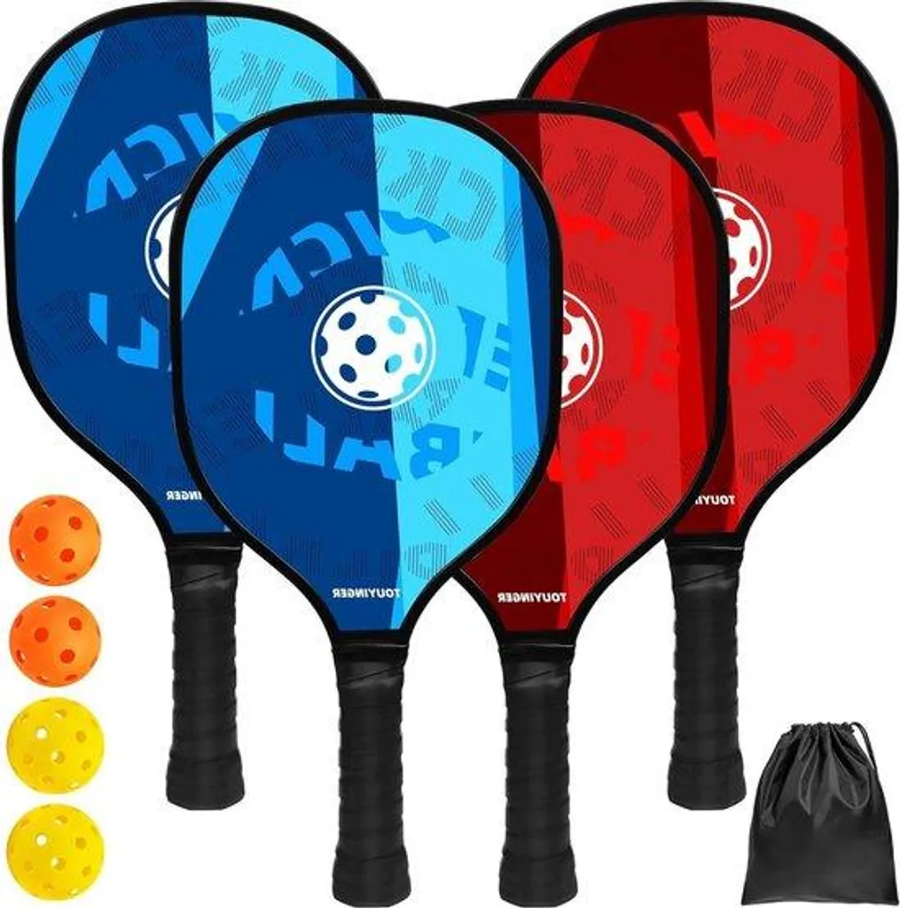 Pack de 4 raquettes de pickleball bois : kit complet spécial débutants