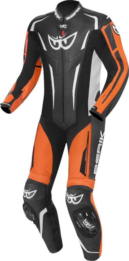 Berik RSF-Teck perforierte 1-Teiler Motorrad Lederkombi, schwarz/orange/weiß, 54