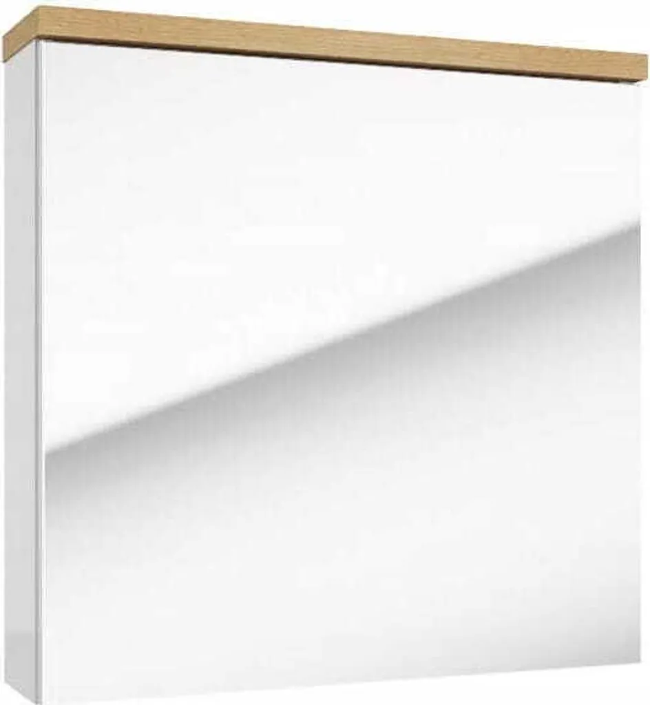 Mobiletto Bagno Rovere Bianco 2 Ripiani e Specchio DomoDomo