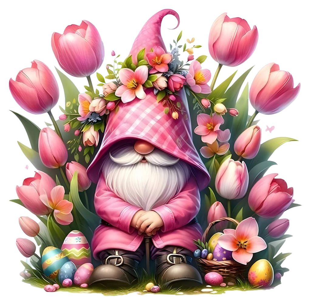Tulpen-Gnome PVC-Fensteraufkleber, wasserfest, rosa, floral, statisch haftend, wiederverwendbar, für Glastüren, Klassenzimmer, Zuhause, Büro, Pa...