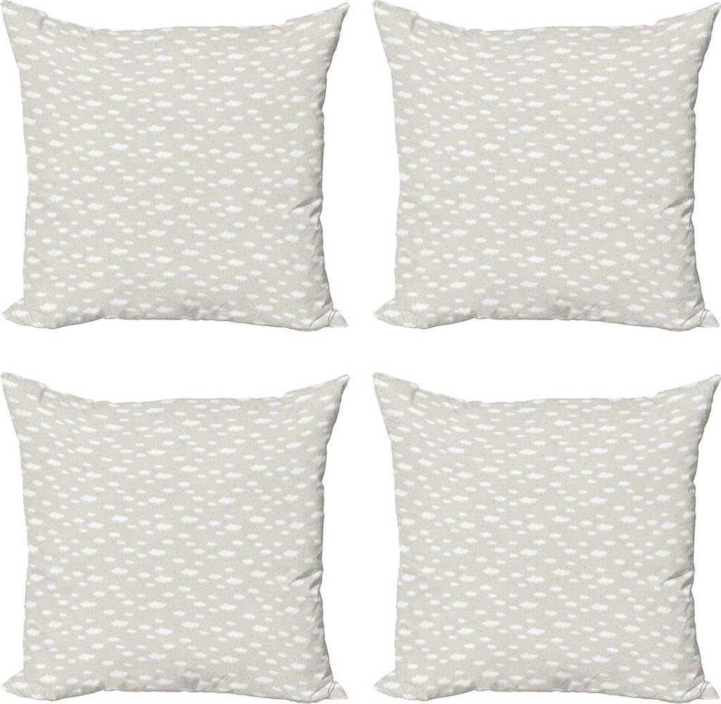 ABAKUHAUS Regen Kissenbezug Set (4 Stück), Cumulus Formular Regen-Wolken, Moderner Doppelseitiger Digitaldruck, 60 cm x 60 cm, Pale Mauve Blau Grau