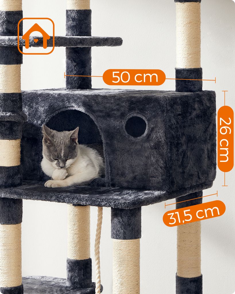 FEANDREA Kratzbaum, XXL Katzenbaum, 164 cm, rauchgrau Produktbild 7