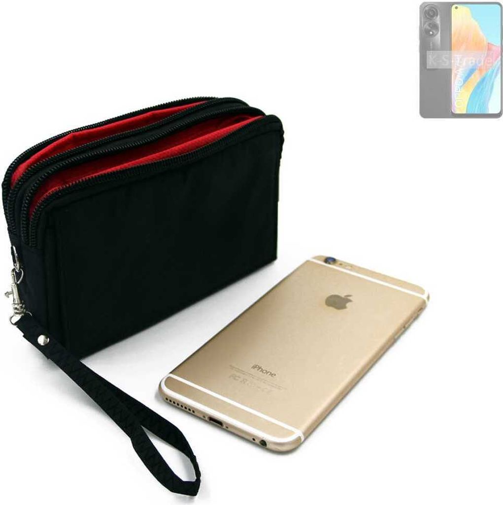 K-S-Trade Schutz Hülle Handy Hülle kompatibel mit Oppo A78 4G Gürteltasche Travelbag Handytasche mit Zusatzfächern, schwarz