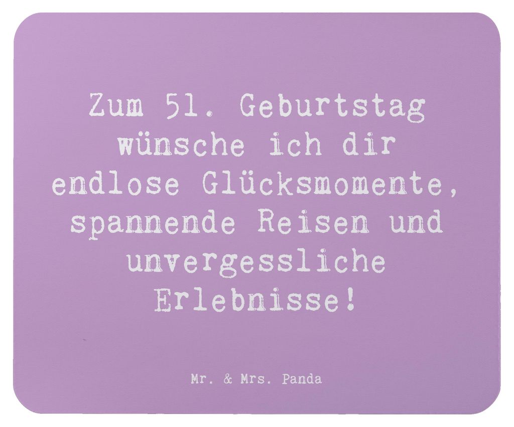 Mr. & Mrs. Panda Mousepad Spruch 51. Geburtstag Glücksmomente - Lavendeltraum - Geschenk, computer mauspad, pc, Jubiläum, Mouse Pad, Geburtstagsg...