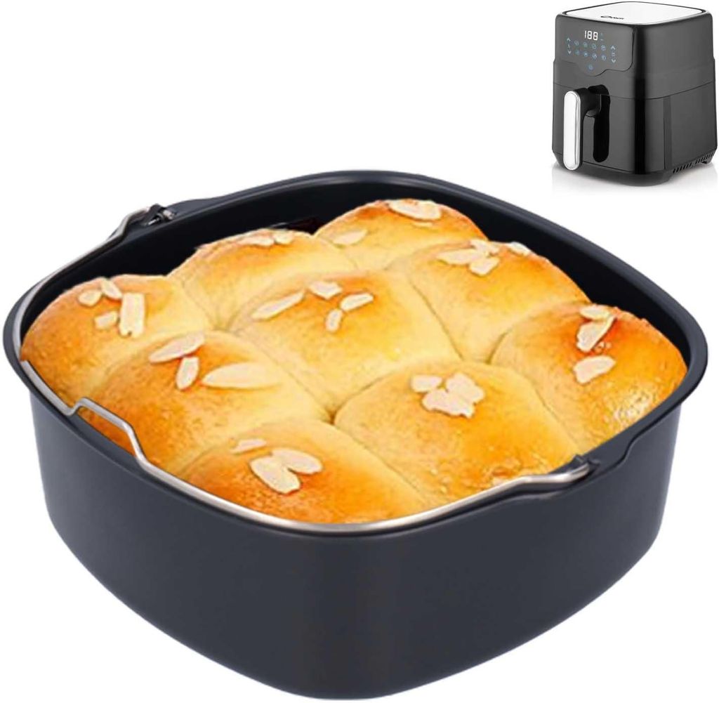 Kuchenform, 22 cm Backform für Luftfritteusen, quadratisches Eisen-Kuchenfass, Airfryer Küchenwerkzeug für Airfryer Backzubehör