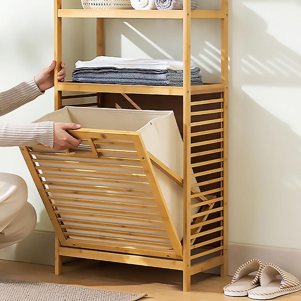 Wschekorb Wscheregal Regal Bambus schrank Badezimmer