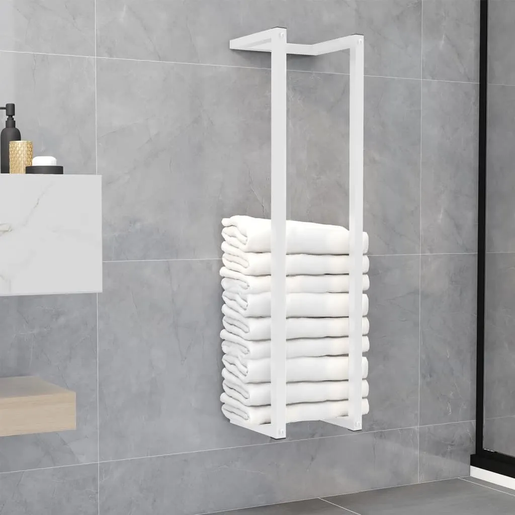 Support serviettes blanc 95 cm pour séchage rapide en salle de bain