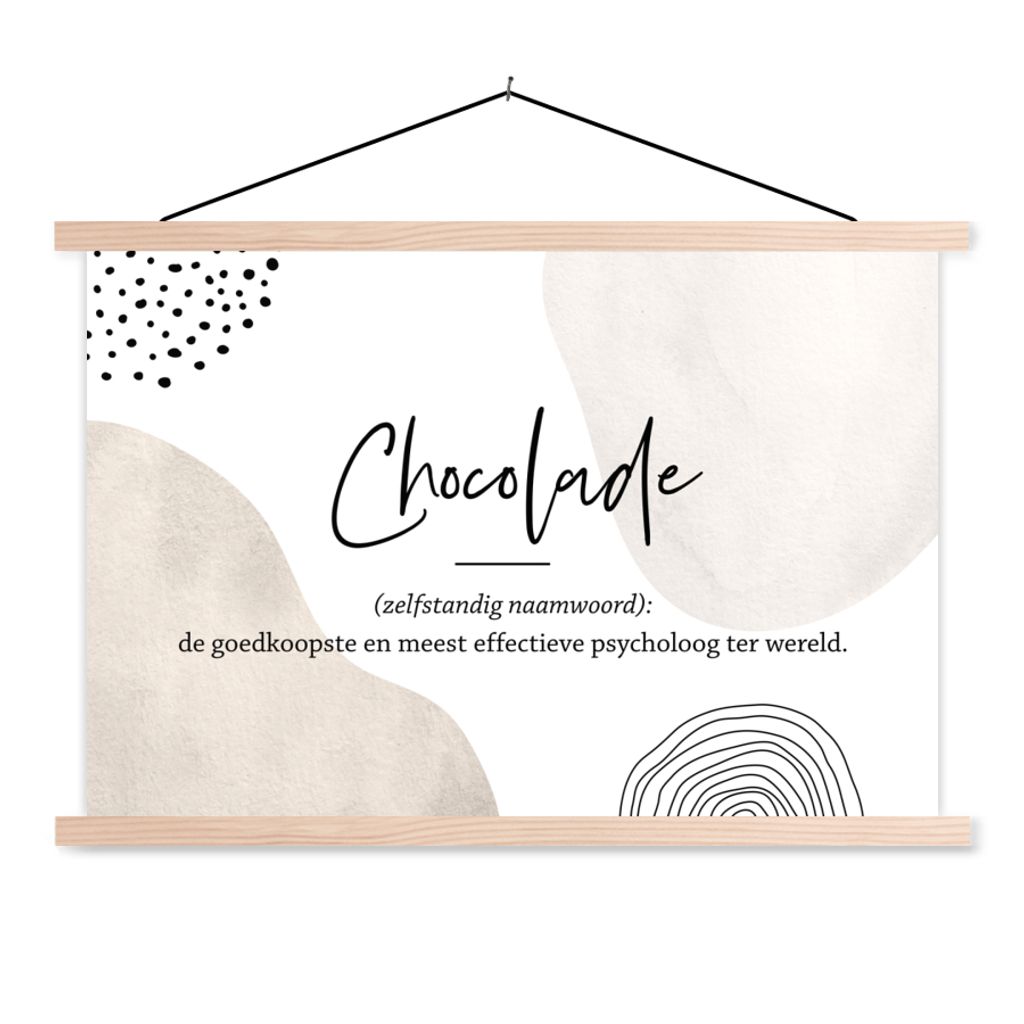 MuchoWow Textilposter Sprichwörter - Schokolade - Zitate - Wörterbuch - Definition Schokolade 60x40 cm mit holzfarbenen Rahmen - Bilder