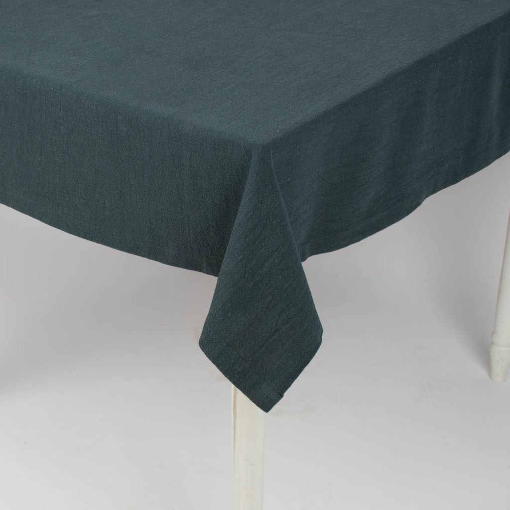 SCHÖNER LEBEN. Tischdecke Bio Ramie Leinenoptik uni dunkelgrün Größe 130x200cm