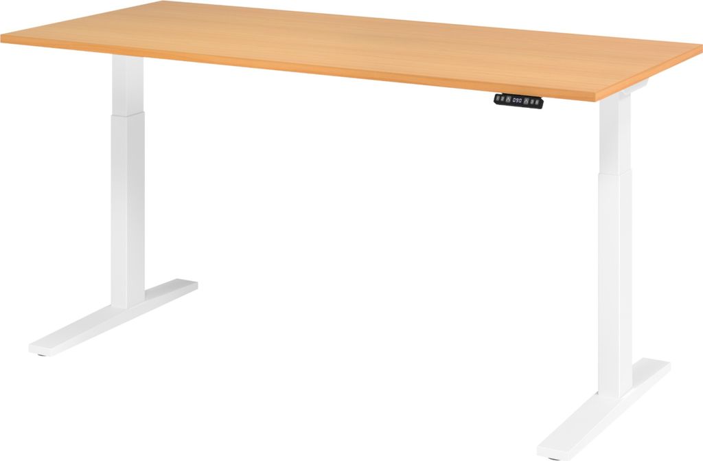 bümö Schreibtisch elektrisch XMKA - Nachbildung: Buche, Größe: 180 x 80 cm, Gestell: Weiß