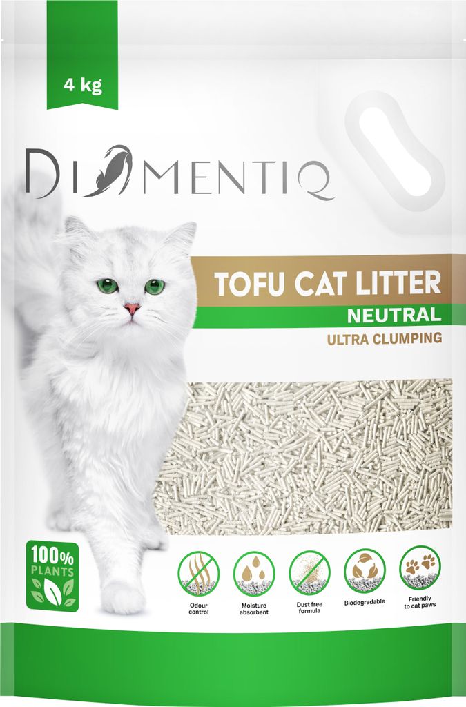 DIAMENTIQ Tofu Neutral Ultra clumping - pflanzliche streu - Produktbild 