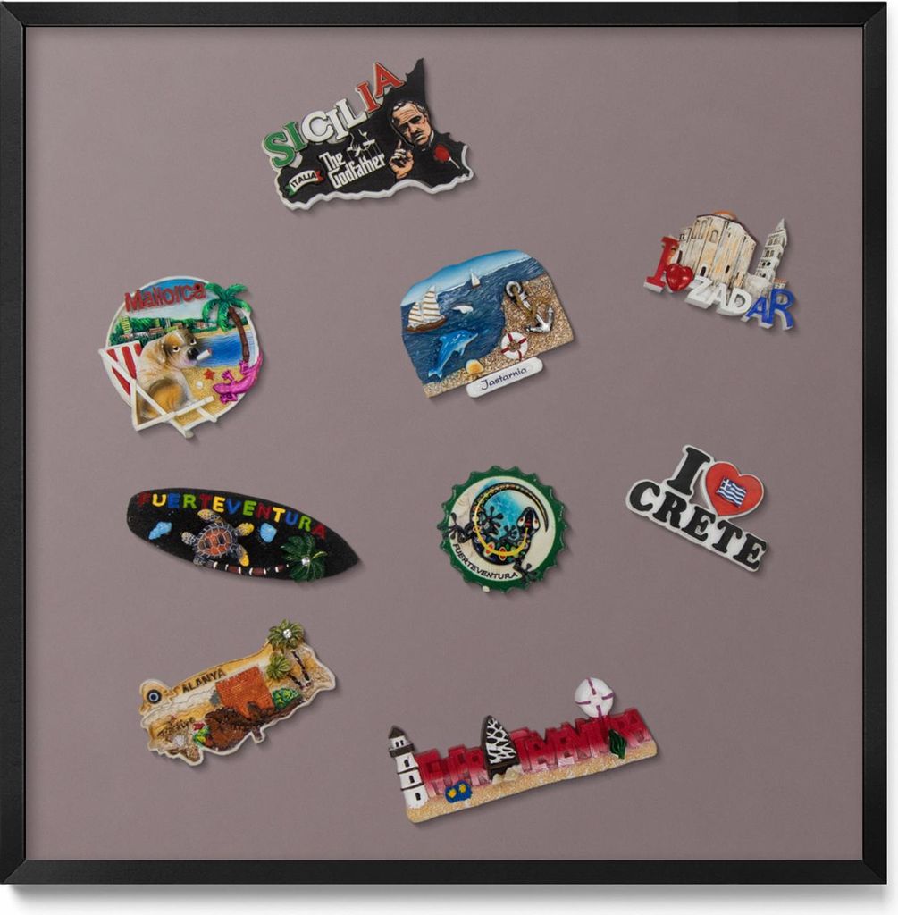 Magnetwand 50x50 cm – Schwarzer Rahmen – Hellbraune Farbe – Weißwandtafel, Magnetboard – Metall Magnetische Tafel, Küche