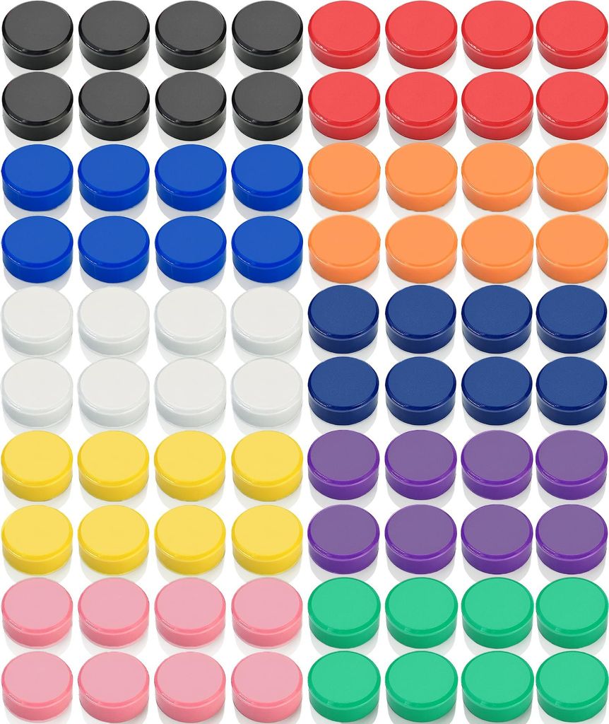 Magnete für Magnettafeln, 80 Stück in 10 Farben, Kühlschrankmagnete, runde, bunte, starke kleine Magnete für Büro, Spind, Fotos, Schule, Magne...
