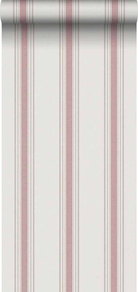 Sanders & Sanders Tapete Streifen Rot und Grau 53 cm x 10.05 m