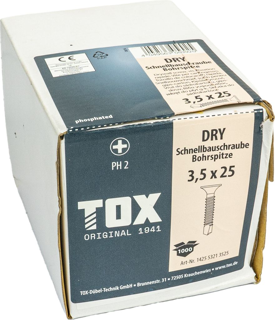 TOX DRY 3,5 x 25 BS (1.000 Stk.) / PH2 / innen