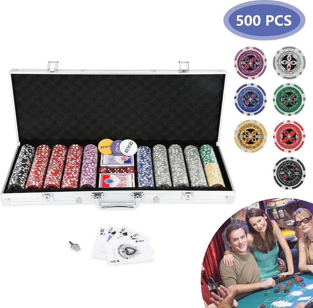 Kit Poker 500 Jetons avec Mallette Verrouillable pour Jeu Organisé