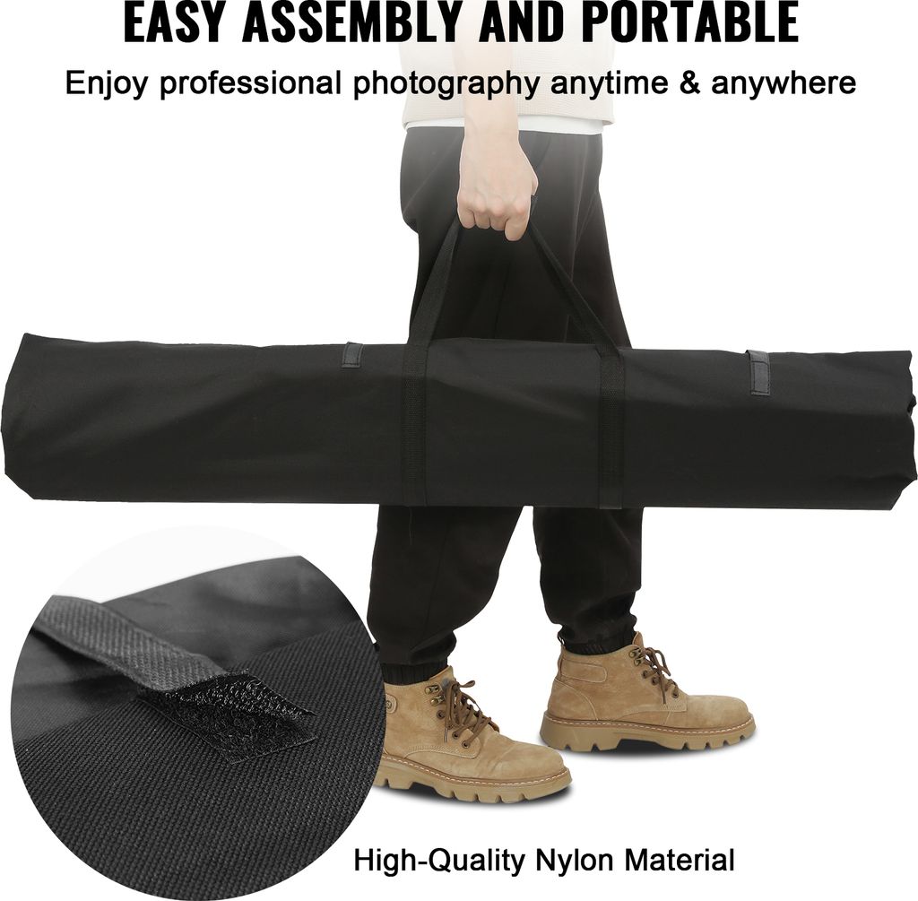 EMART Sfondo nero con supporto, 2,6 x 3 m, kit di sfondo fotografico con supporto da 3 x 3,6 m