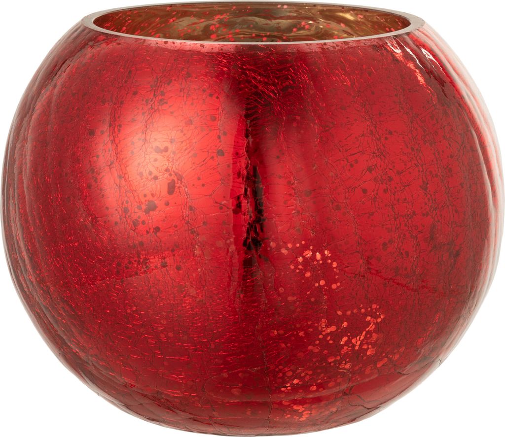 Windlicht Kugel Rissig Glas Perle-Effekt Rot Large Produktbild 1