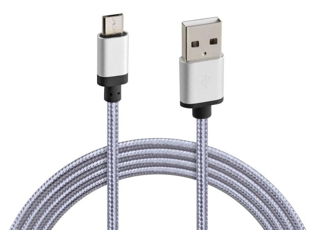 Verstärktes Kabel USB > Micro-USB - 100 cm - Grau