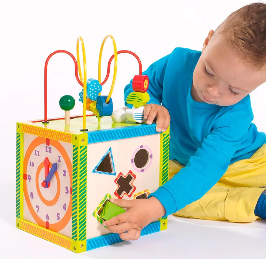 Cube d'Éveil Multi-activités en Bois Eichhorn Color pour Bébé dès 1 An - 6