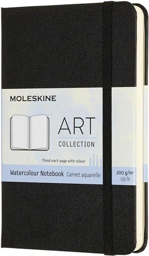 Bloc aquarelle de voyage 60 pages format compact couverture noire